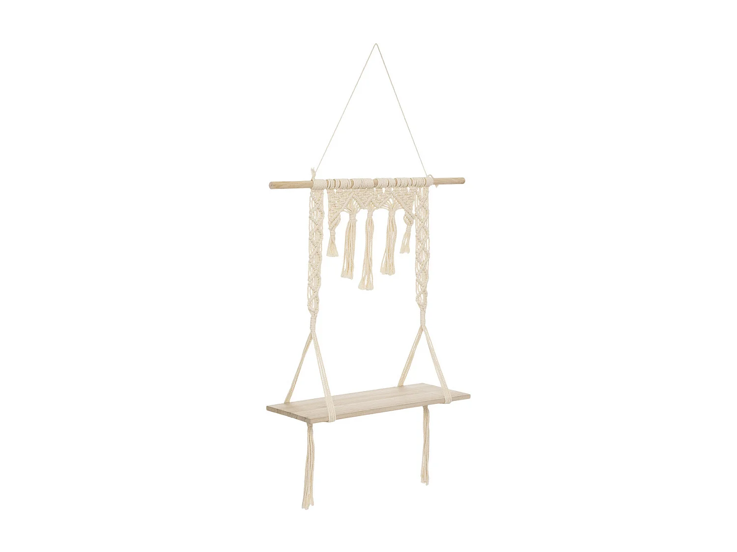Étagère murale Macramé en Bois et Coton 60 x 80 cm