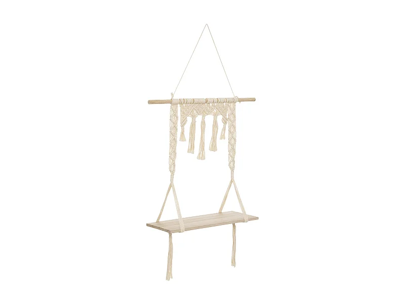 Étagère murale Macramé en Bois et Coton 60 x 80 cm