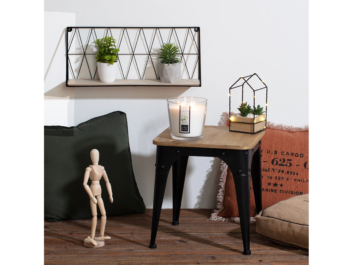 Etagère murale en Métal filaire Noir 48 x 20 cm