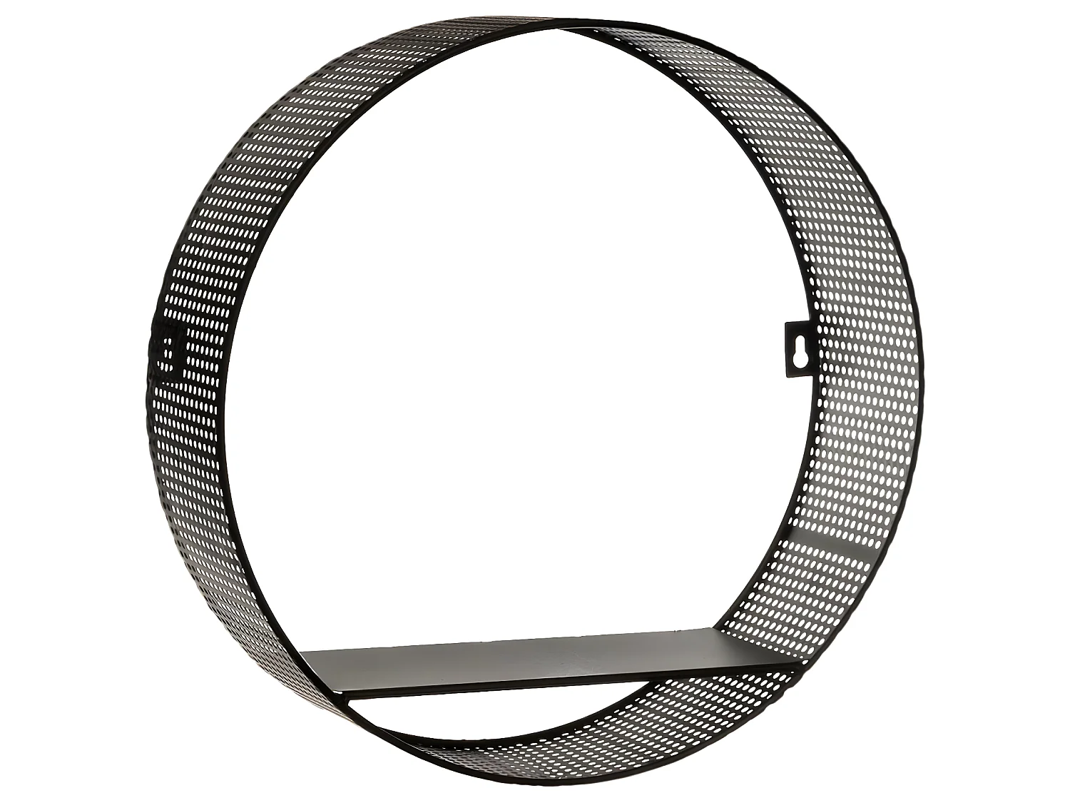 Lot de 3 Étagères murales en Métal Noir Perforé D 35 cm D 30 cm et D 25 cm