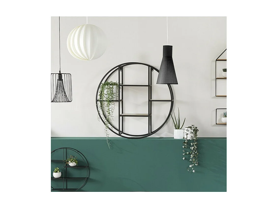 Étagère murale en Bois et Métal Noir D 78 cm