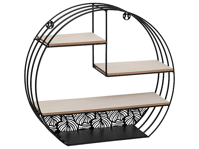 Estante redondo de madera y metal