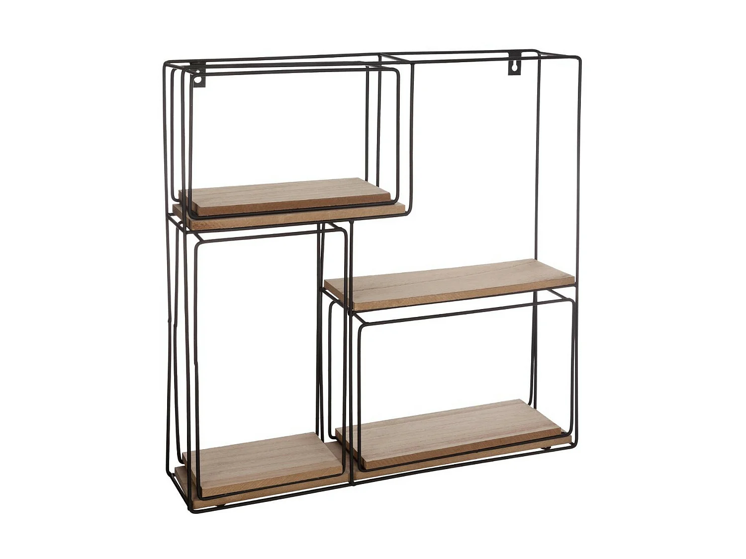 Lot de 4 Étagères murales en Bois et Métal Noir