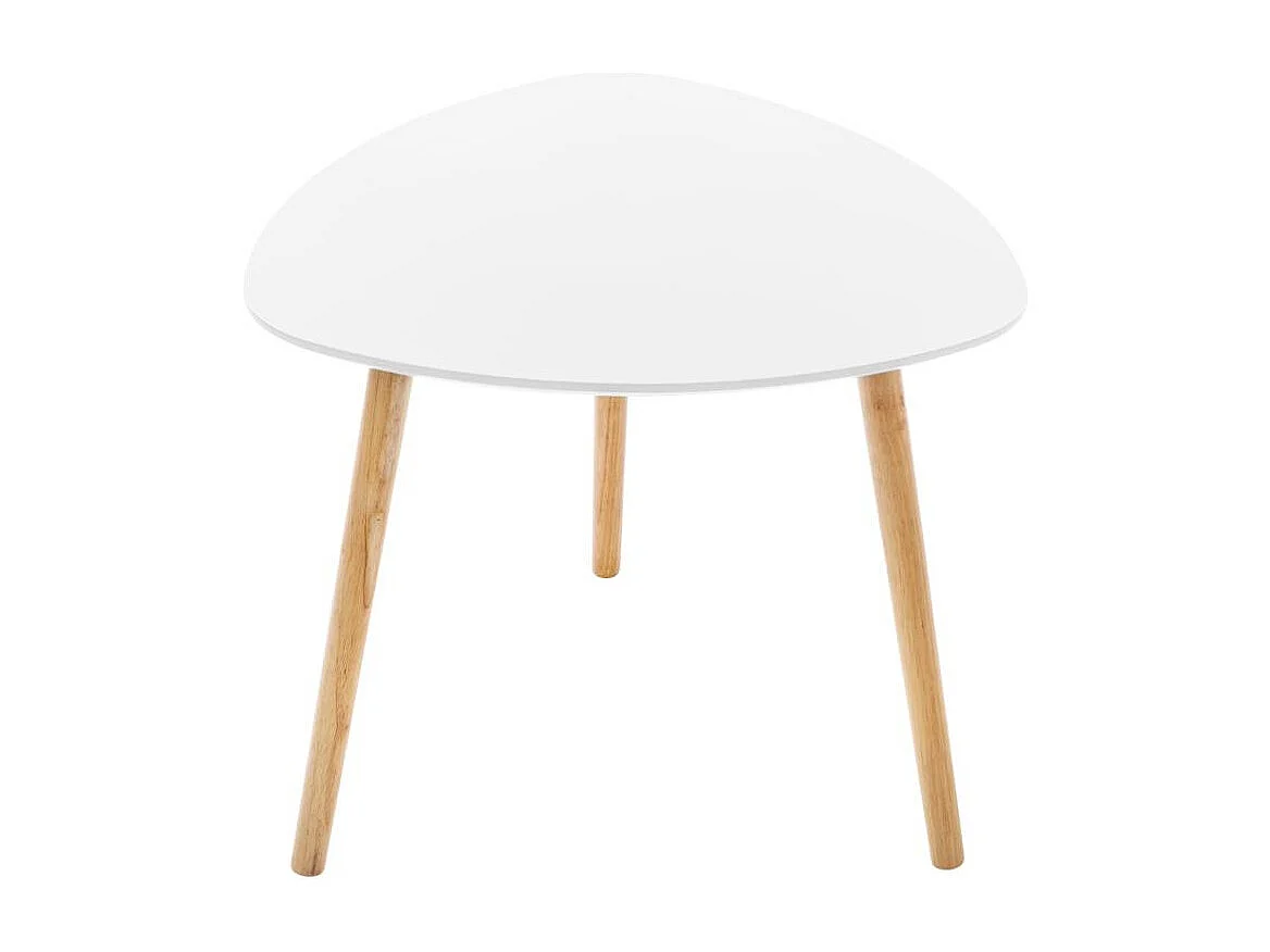 Lot de 3 tables à café gigogne en Bois blanc et pieds bois naturel