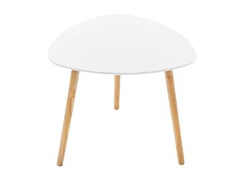 Lot de 3 tables à café gigogne en Bois blanc et pieds bois naturel