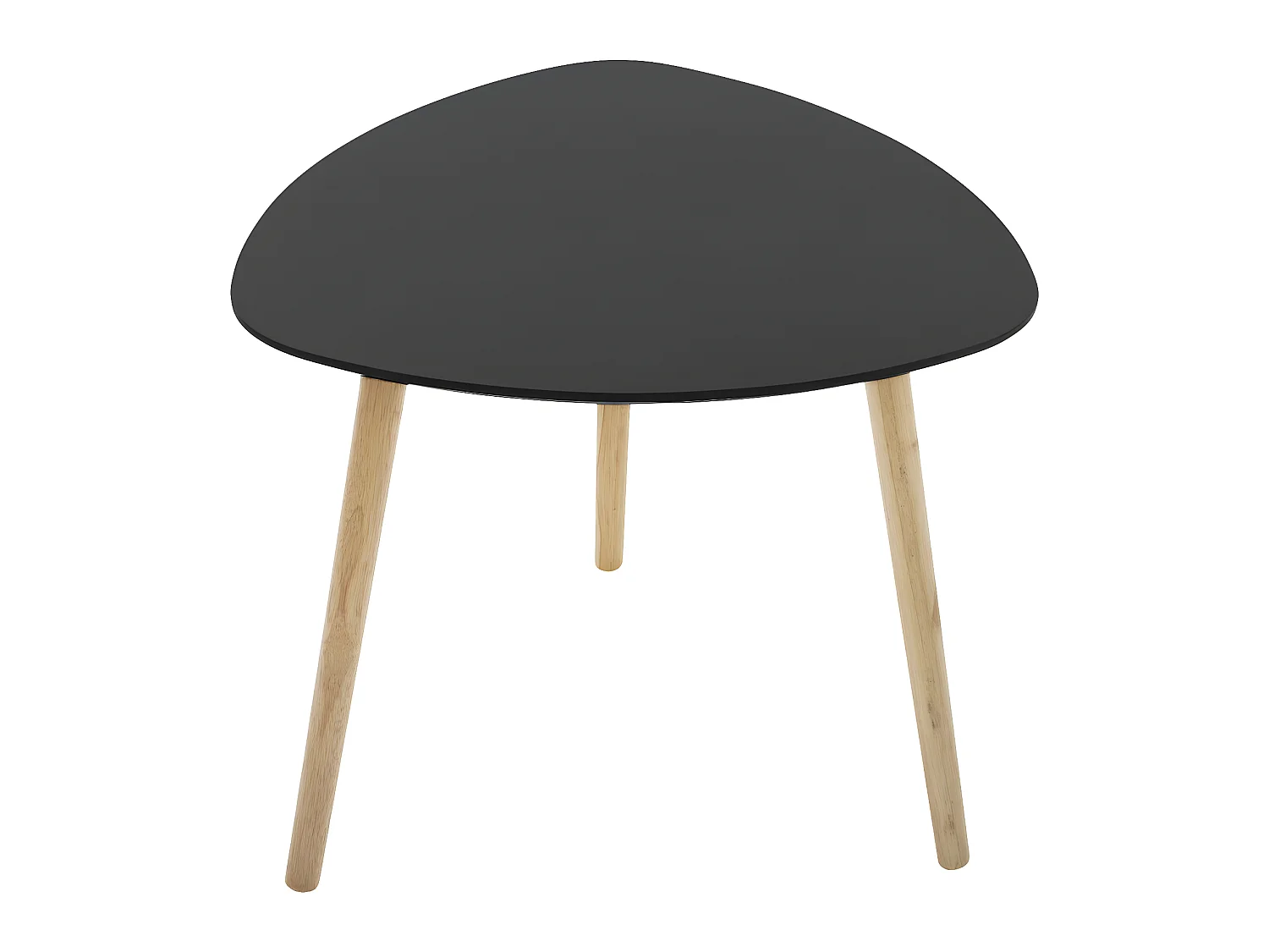 Lot de 3 tables à café gigogne en Bois Noir et pieds en Bois d'Hévéa