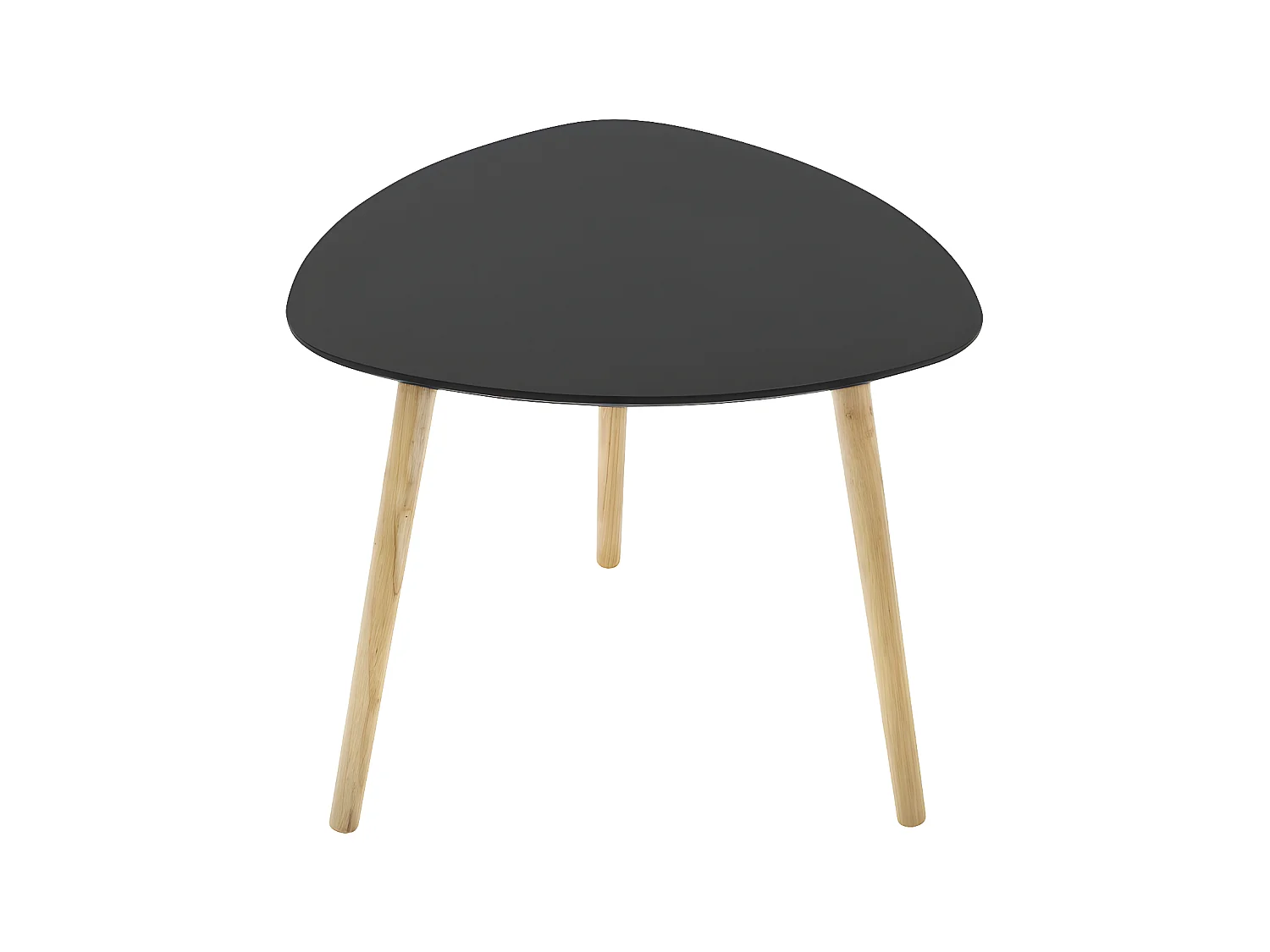 Lot de 3 tables à café gigogne en Bois Noir et pieds en Bois d'Hévéa