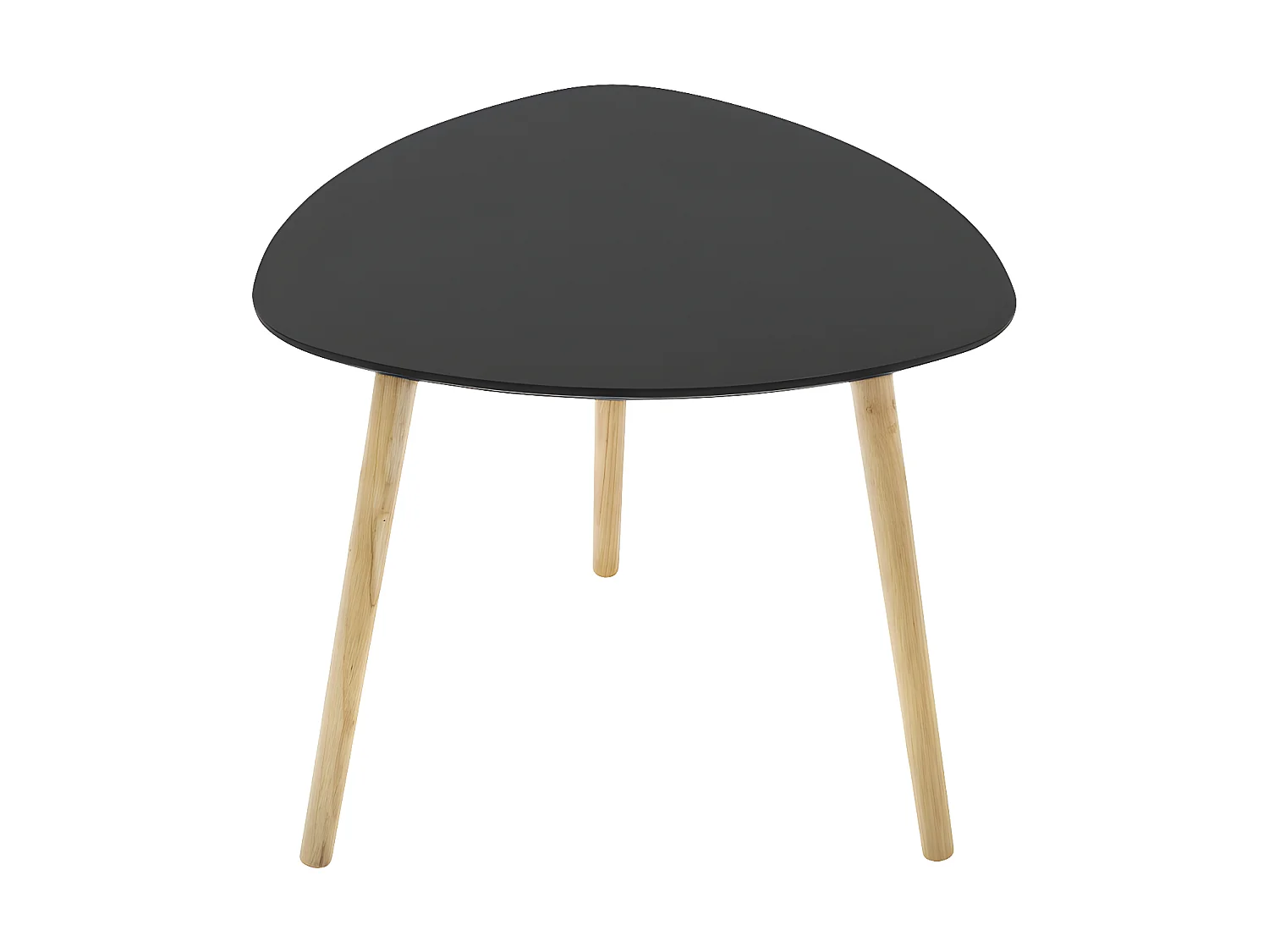 Lot de 3 tables à café gigogne en Bois Noir et pieds en Bois d'Hévéa