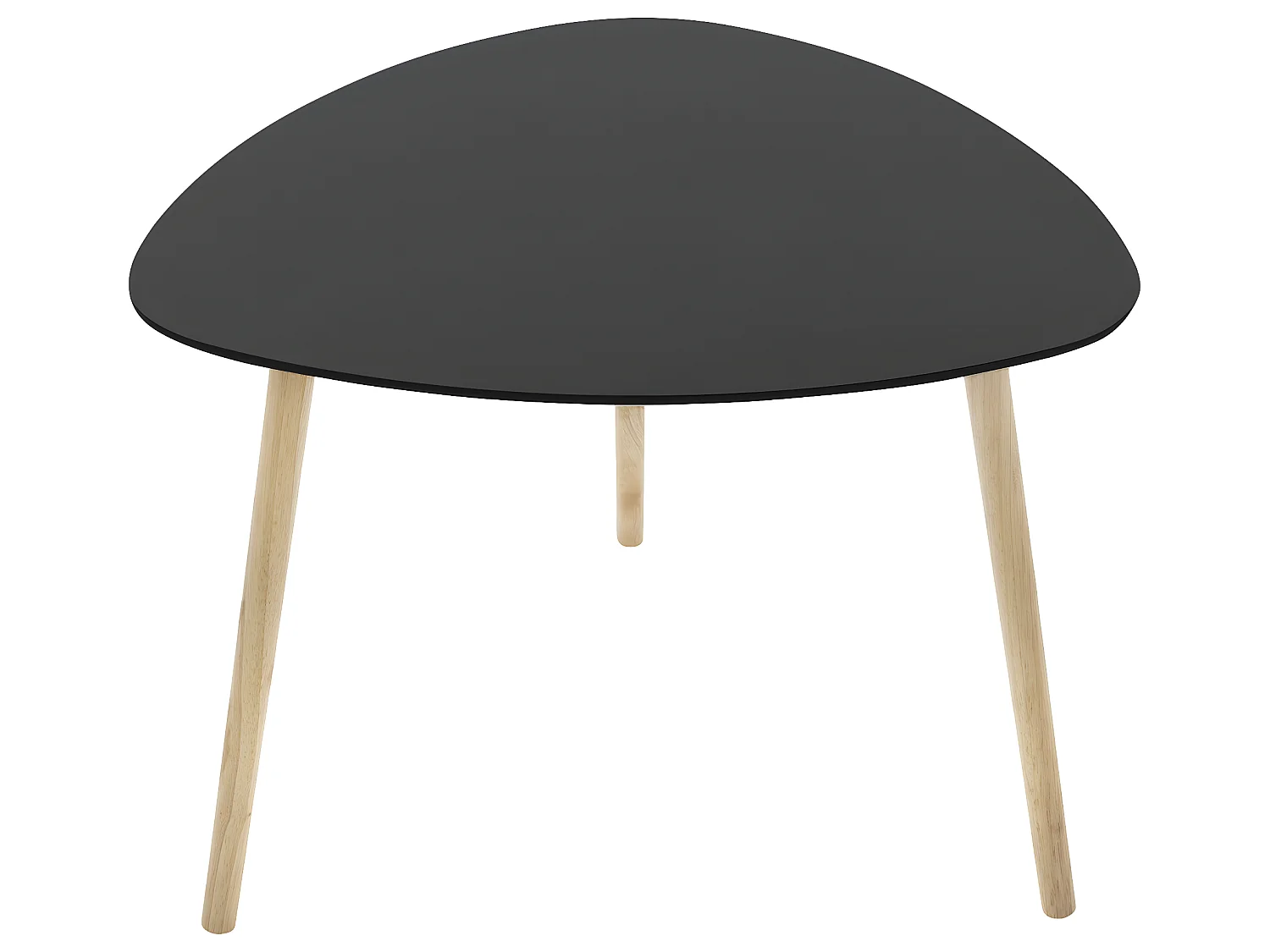 Lot de 3 tables à café gigogne en Bois Noir et pieds en Bois d'Hévéa