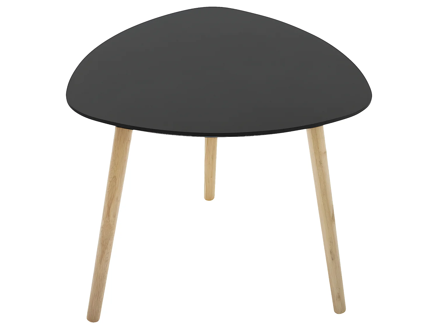 Lot de 3 tables à café gigogne en Bois Noir et pieds en Bois d'Hévéa