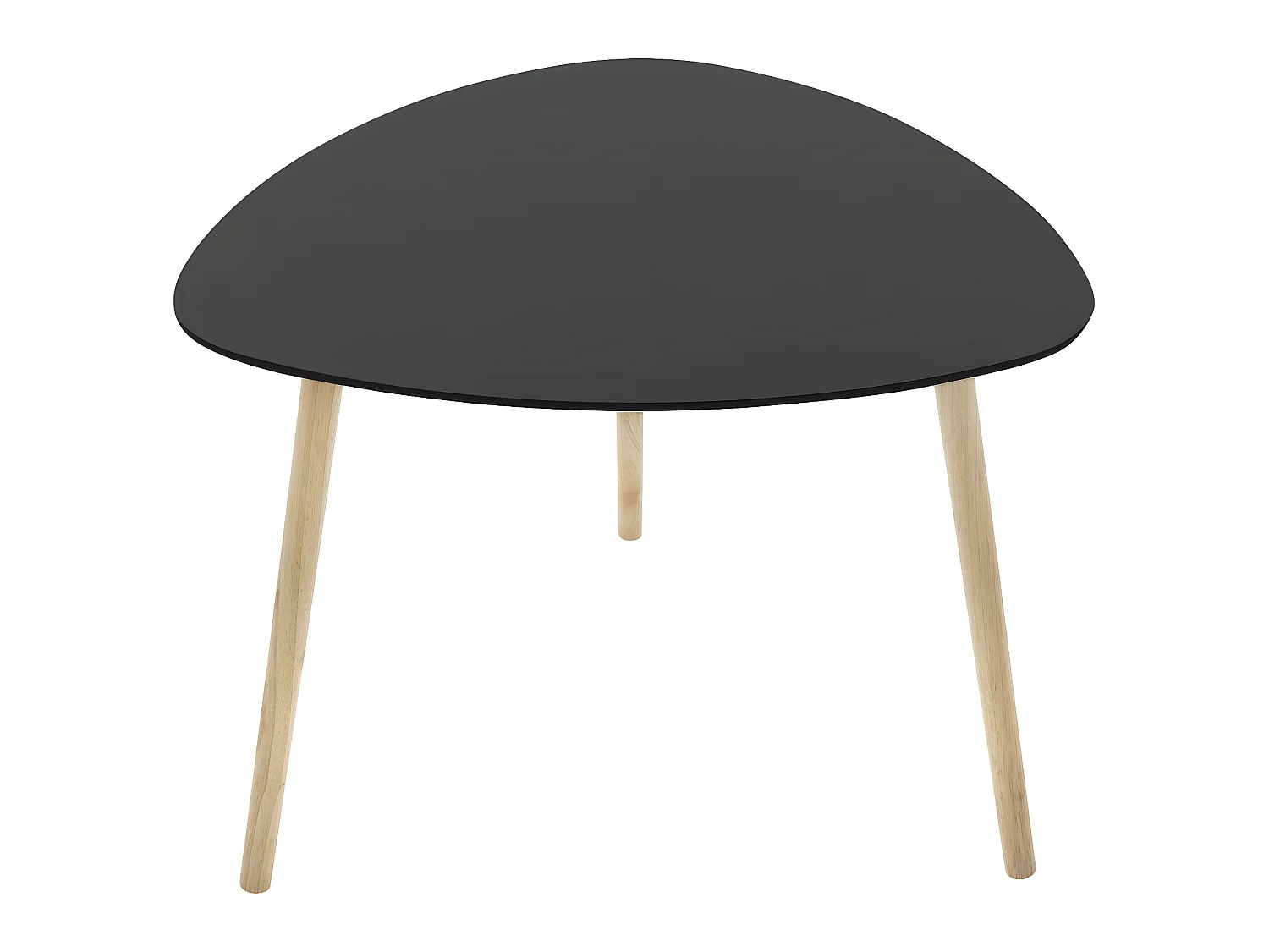Table à café en Bois Noir et pieds en Bois d'Hévéa