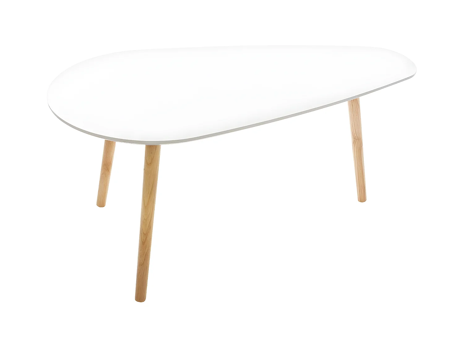 Lot de 2 tables à café gigogne en Bois blanc et pieds bois naturel