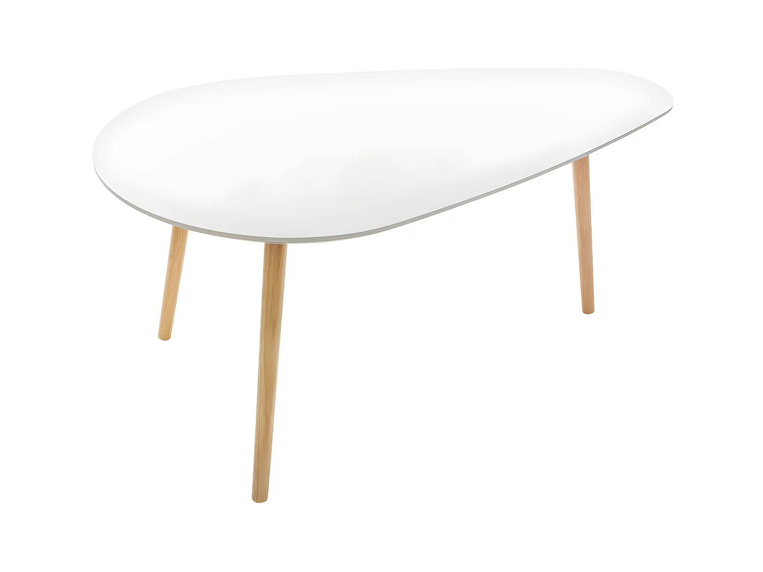 Lot de 2 tables à café gigogne en Bois blanc et pieds bois naturel