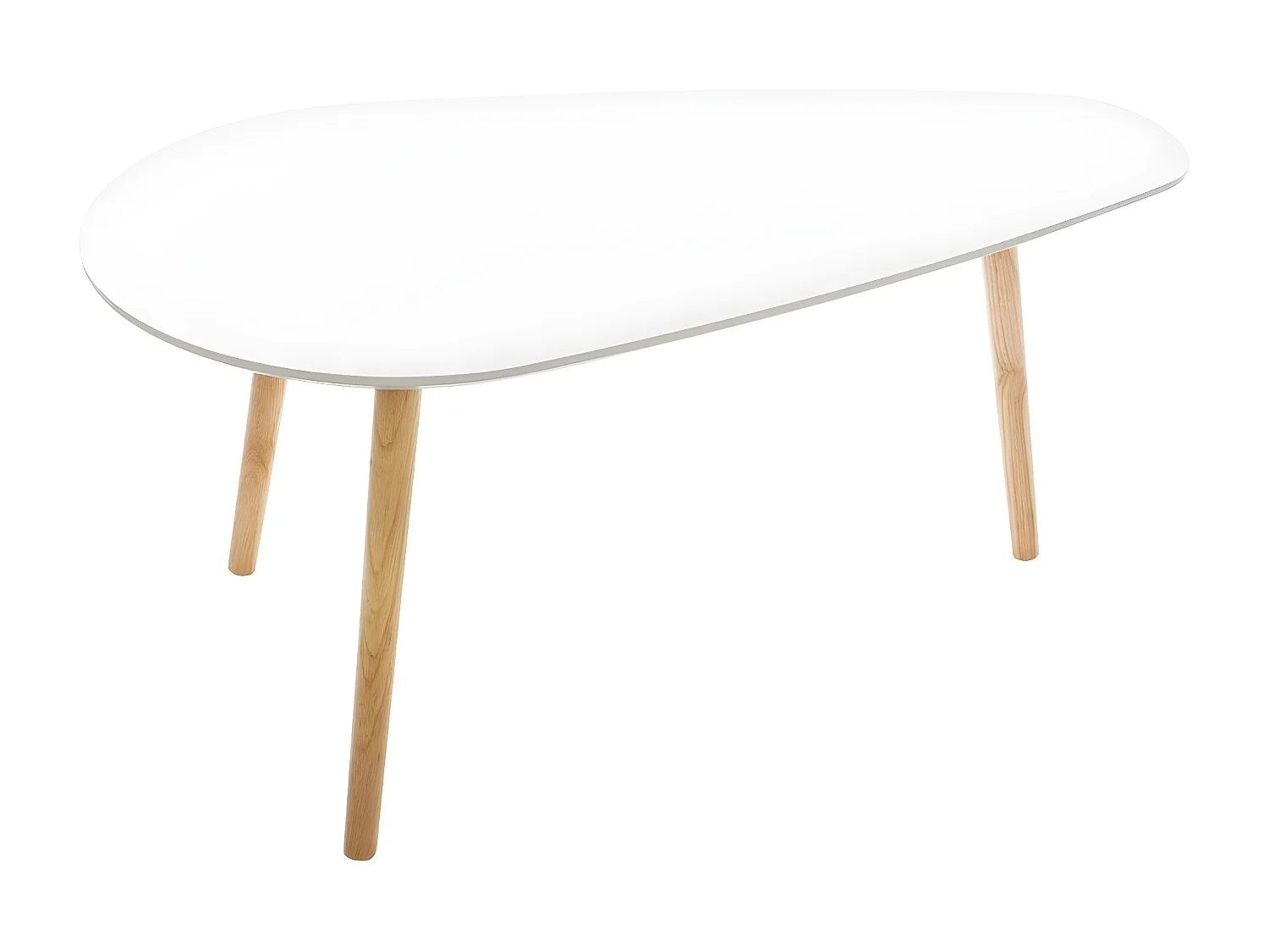 Lot de 2 tables à café gigogne en Bois blanc et pieds bois naturel