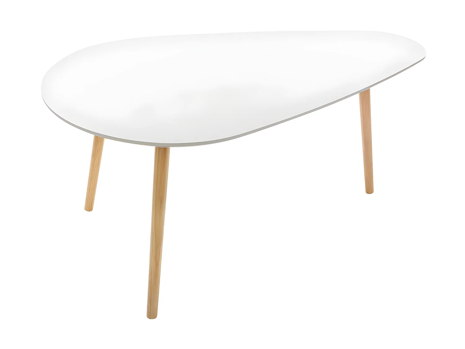 Lot de 2 tables à café gigogne en Bois blanc et pieds bois naturel