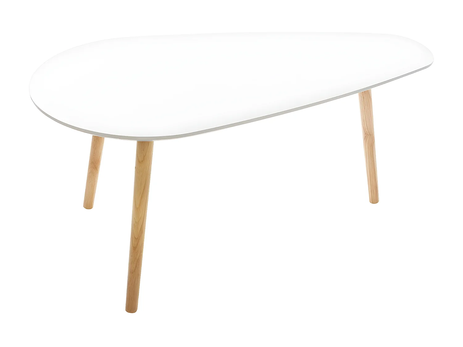 Lot de 2 tables à café gigogne en Bois blanc et pieds bois naturel