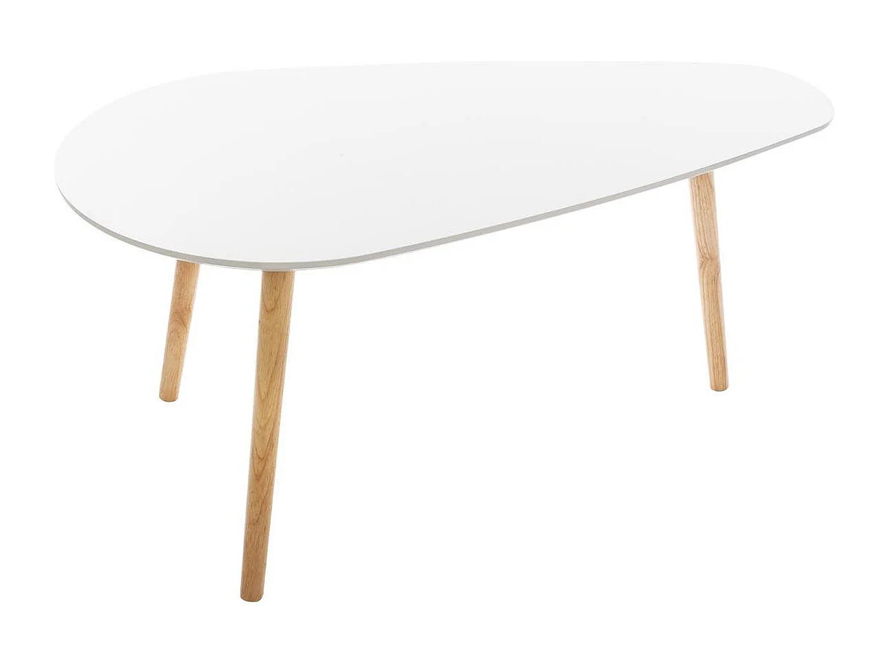 Lot de 2 tables à café gigogne en Bois blanc et pieds bois naturel