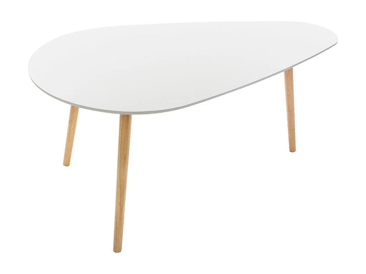 Lot de 2 tables à café gigogne en Bois blanc et pieds bois naturel