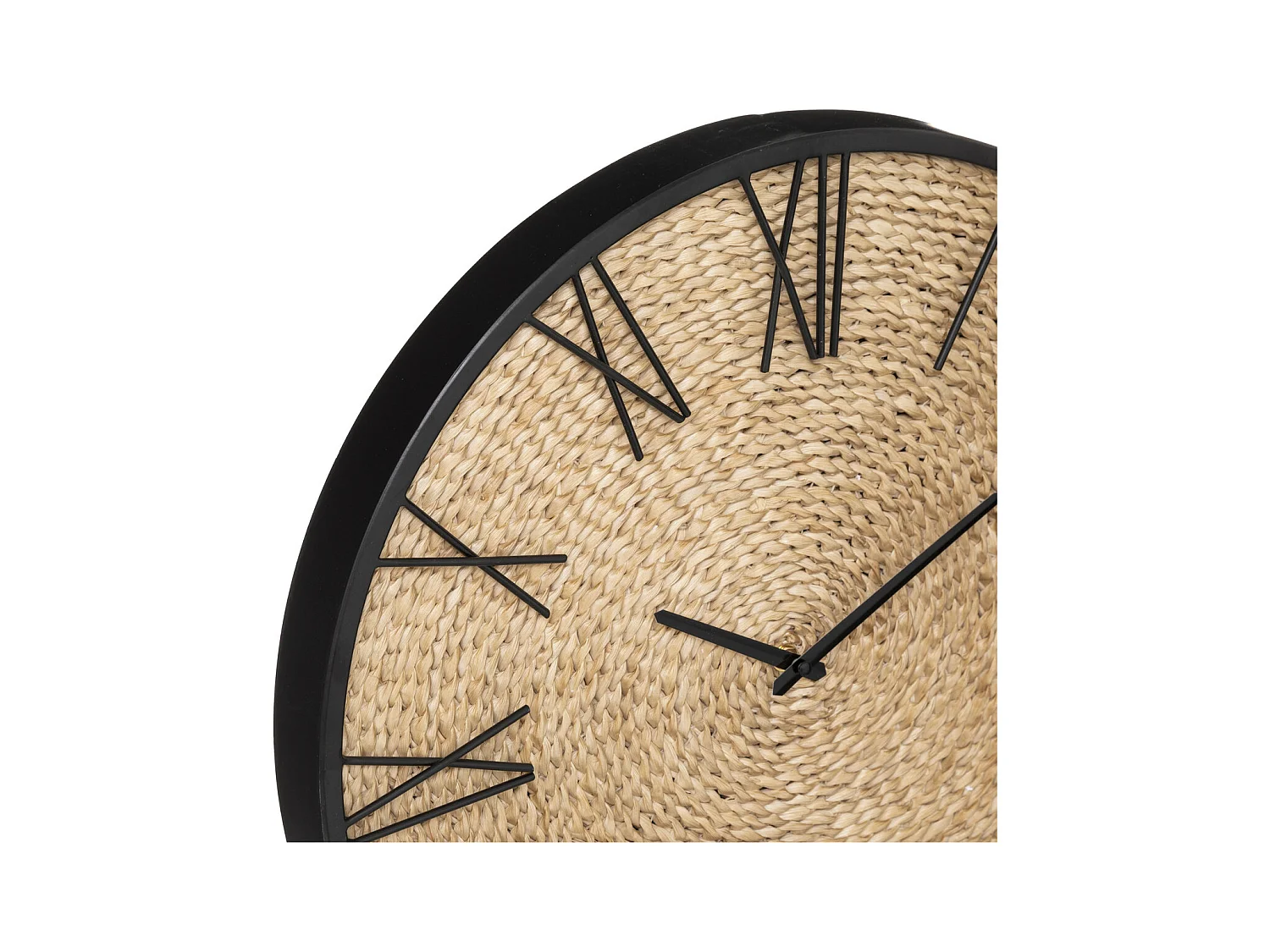 Pendule murale originale en Métal et Paille D 50 cm