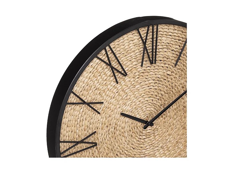 Pendule murale originale en Métal et Paille D 50 cm