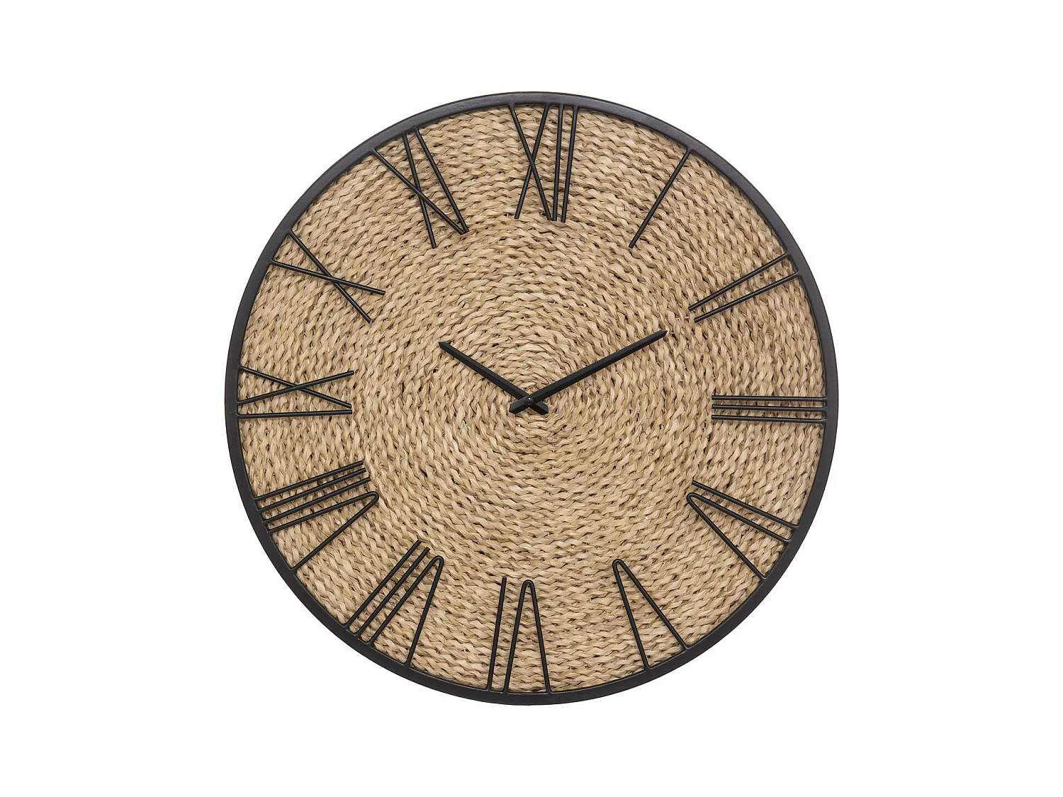 Pendule murale originale en Métal et Paille D 50 cm