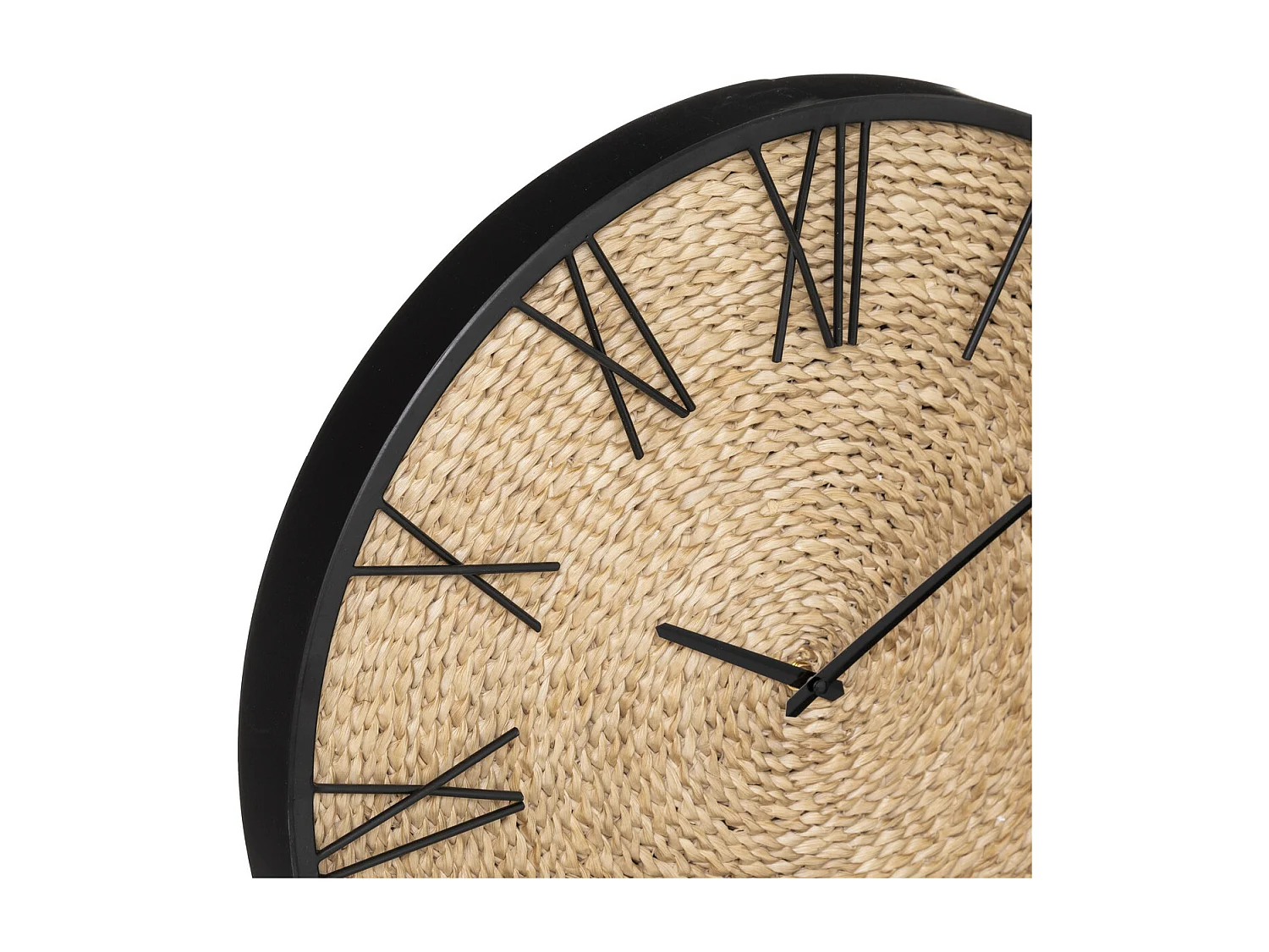 Pendule murale originale en Métal et Paille D 50 cm