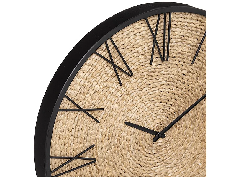 Pendule murale originale en Métal et Paille D 50 cm