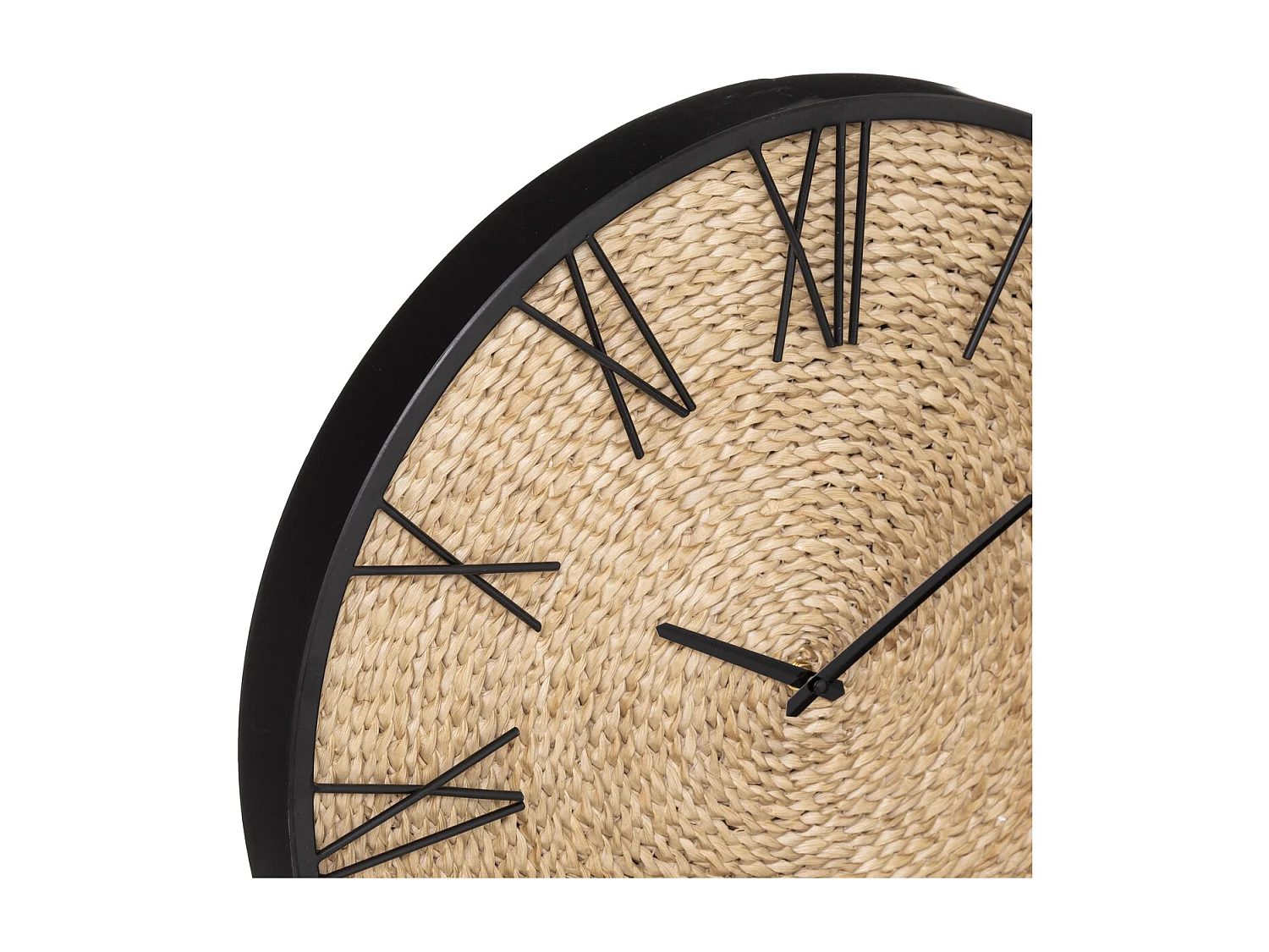 Pendule murale originale en Métal et Paille D 50 cm