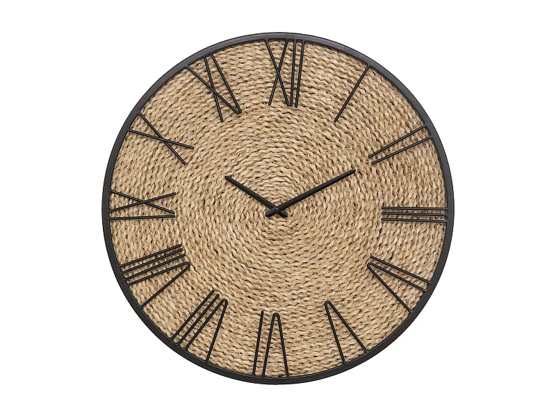 Pendule murale originale en Métal et Paille D 50 cm