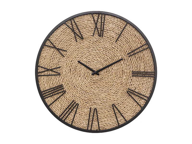 Pendule murale originale en Métal et Paille D 50 cm