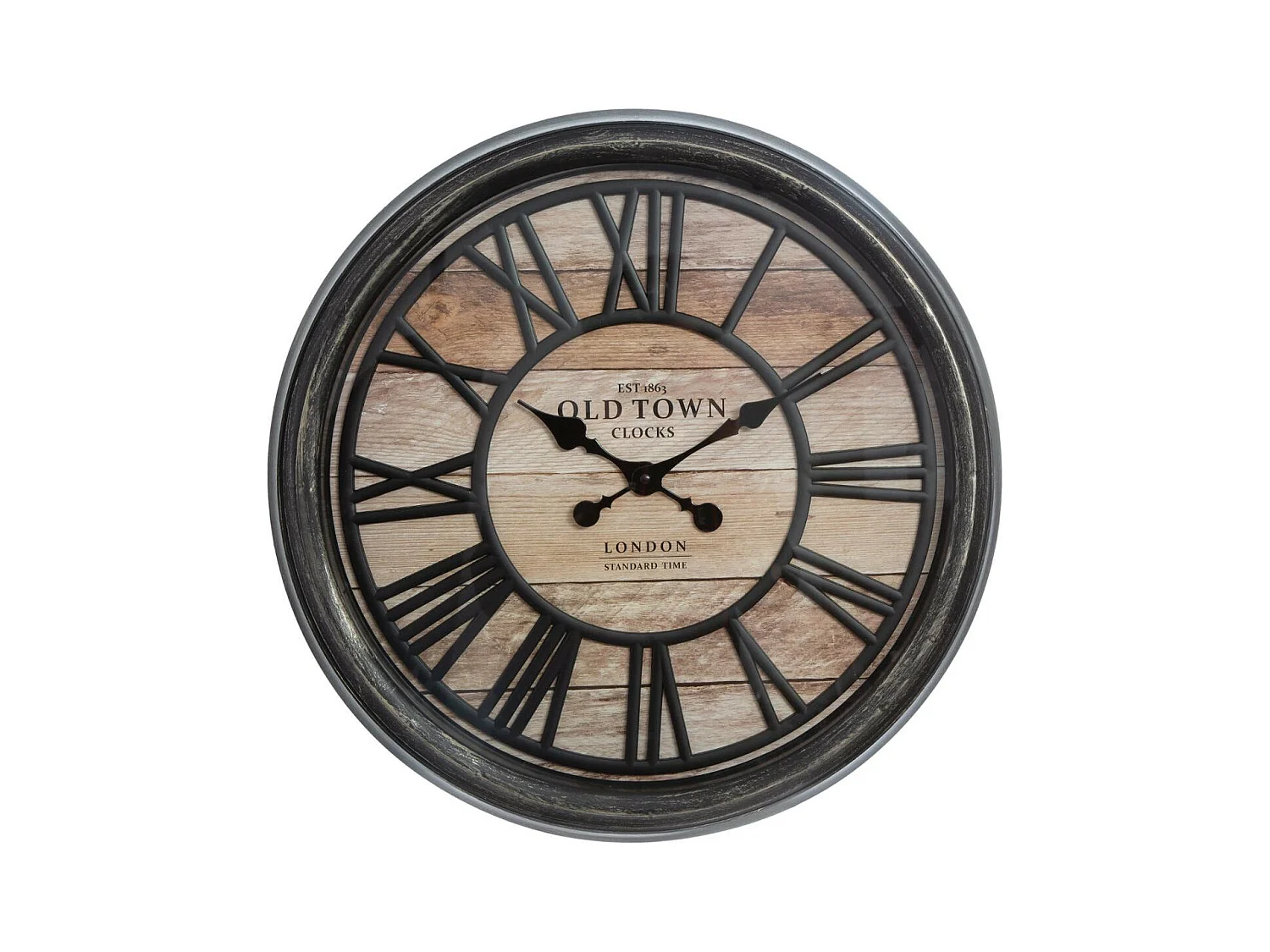 Pendule murale rétro industriel en relief D 50 cm