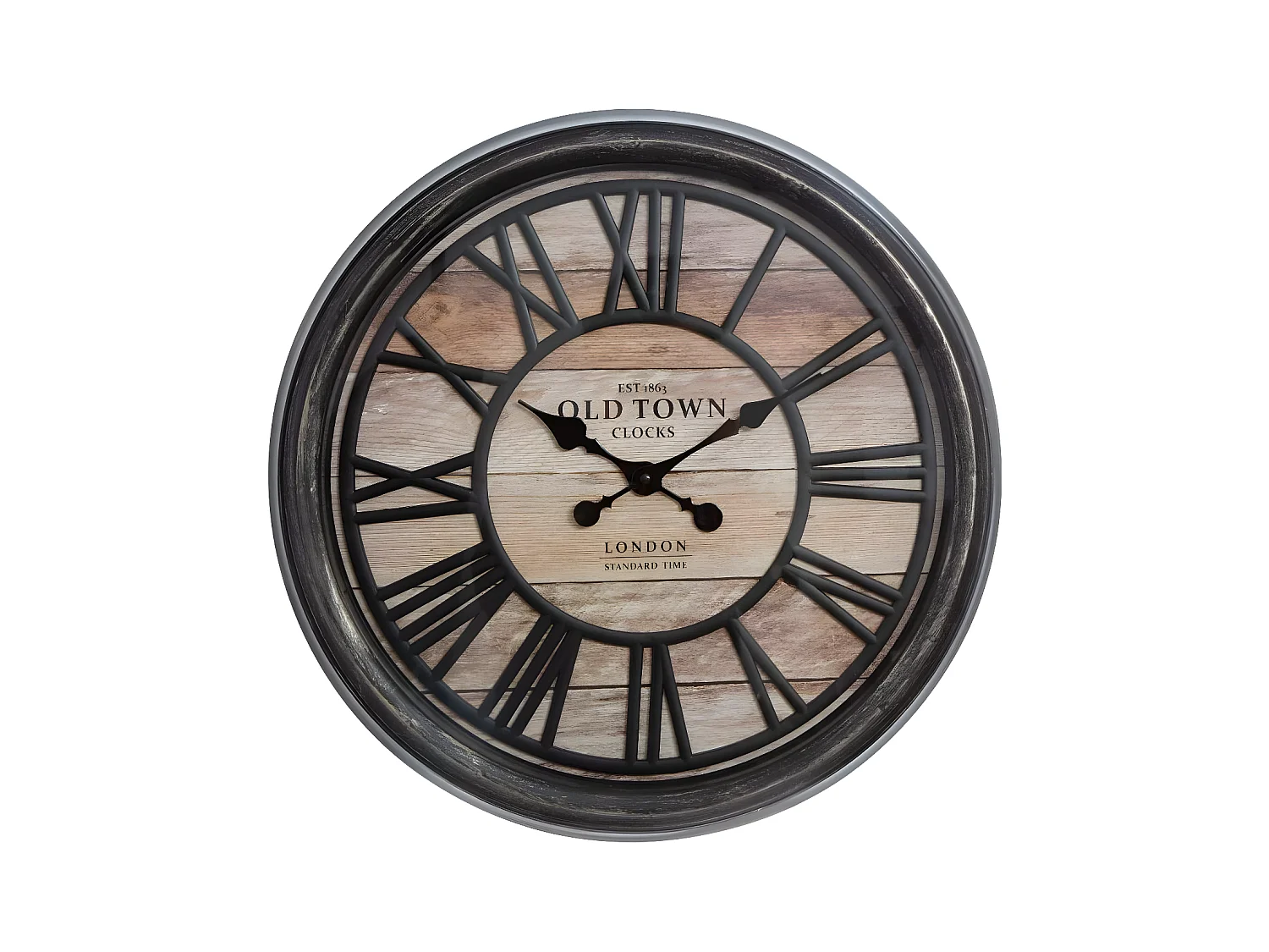 Pendule murale rétro industriel en relief D 50 cm