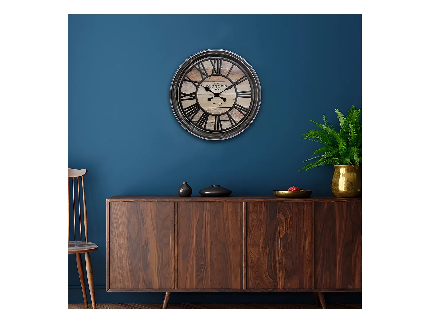 Pendule murale rétro industriel en relief D 50 cm