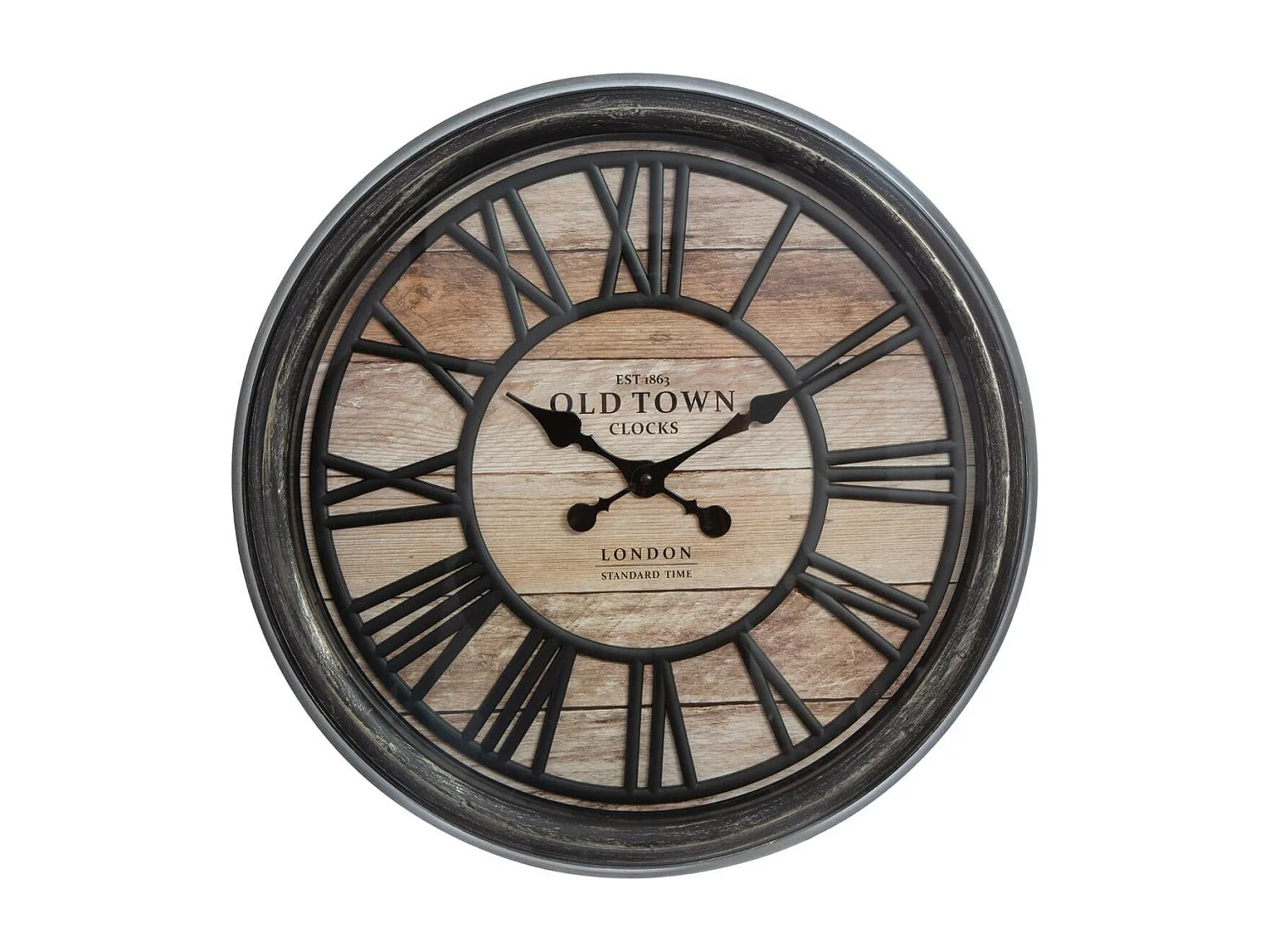 Pendule murale rétro industriel en relief D 50 cm