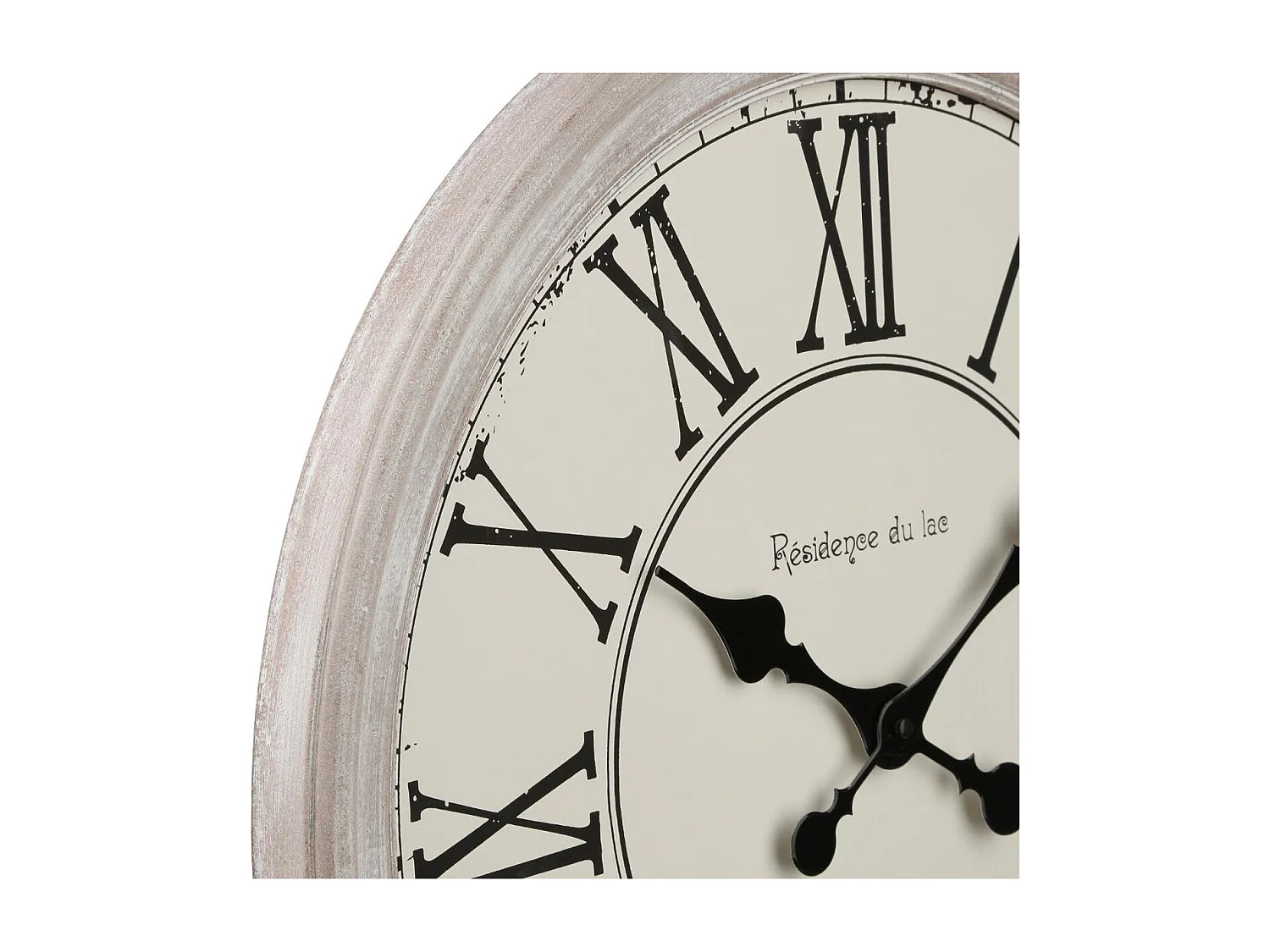 Pendule murale en métal et bois blanchie D 48 cm