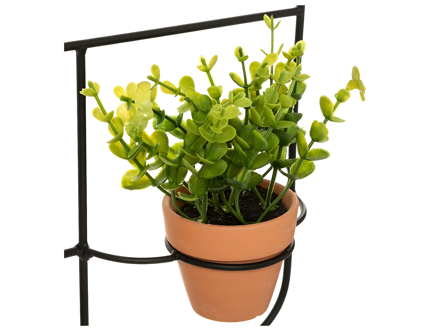 Pendule murale en métal et Bois avec Calendrier perpétuel et Plante verte en pot