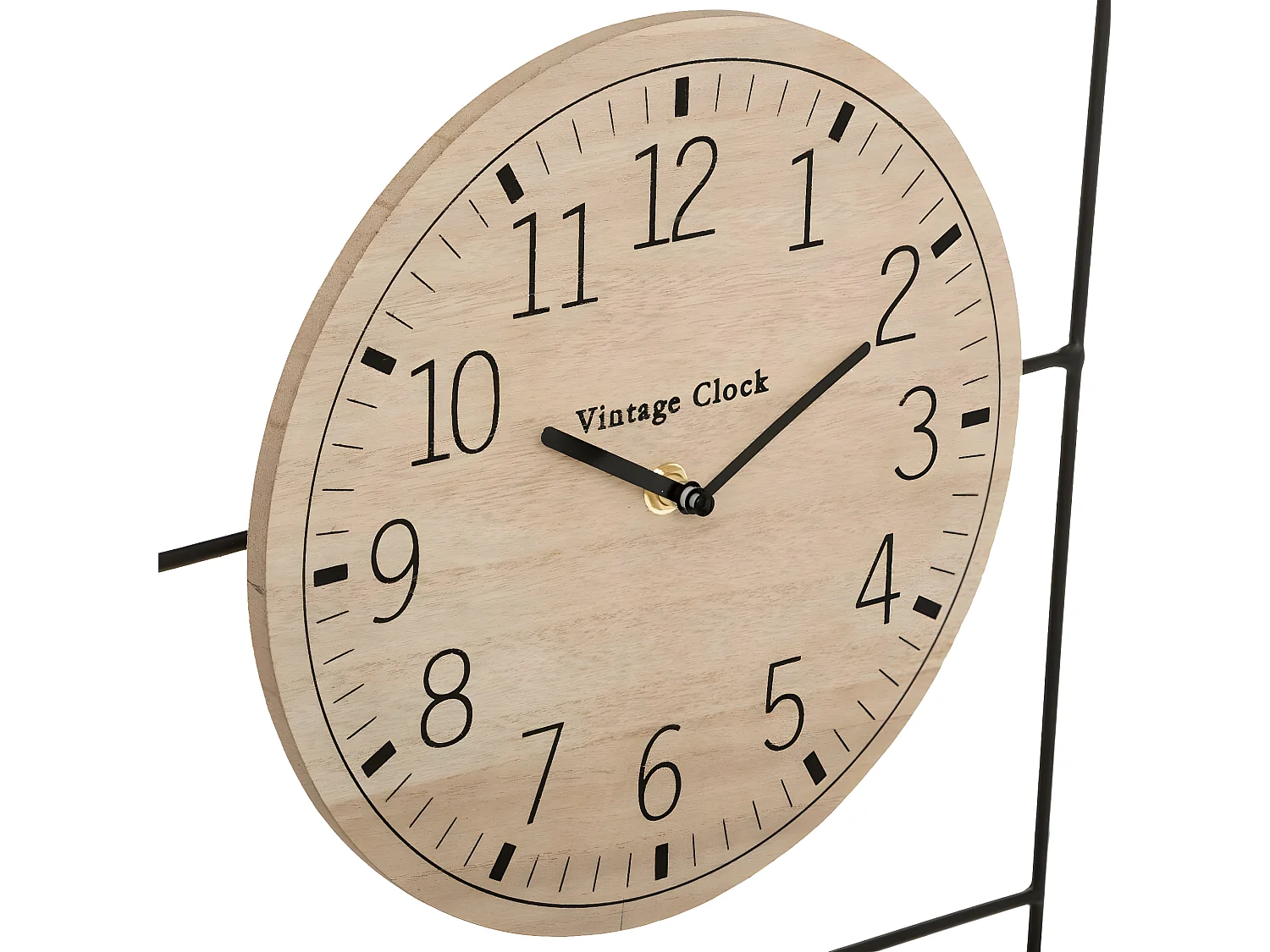 Pendule murale en métal et Bois avec Calendrier perpétuel et Plante verte en pot