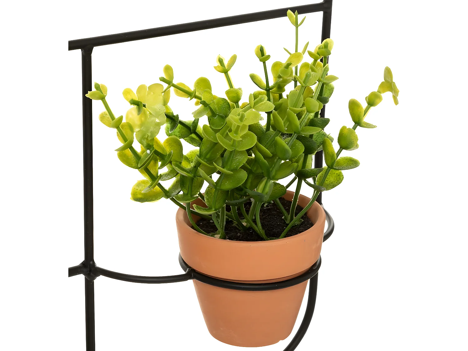 Pendule murale en métal et Bois avec Calendrier perpétuel et Plante verte en pot