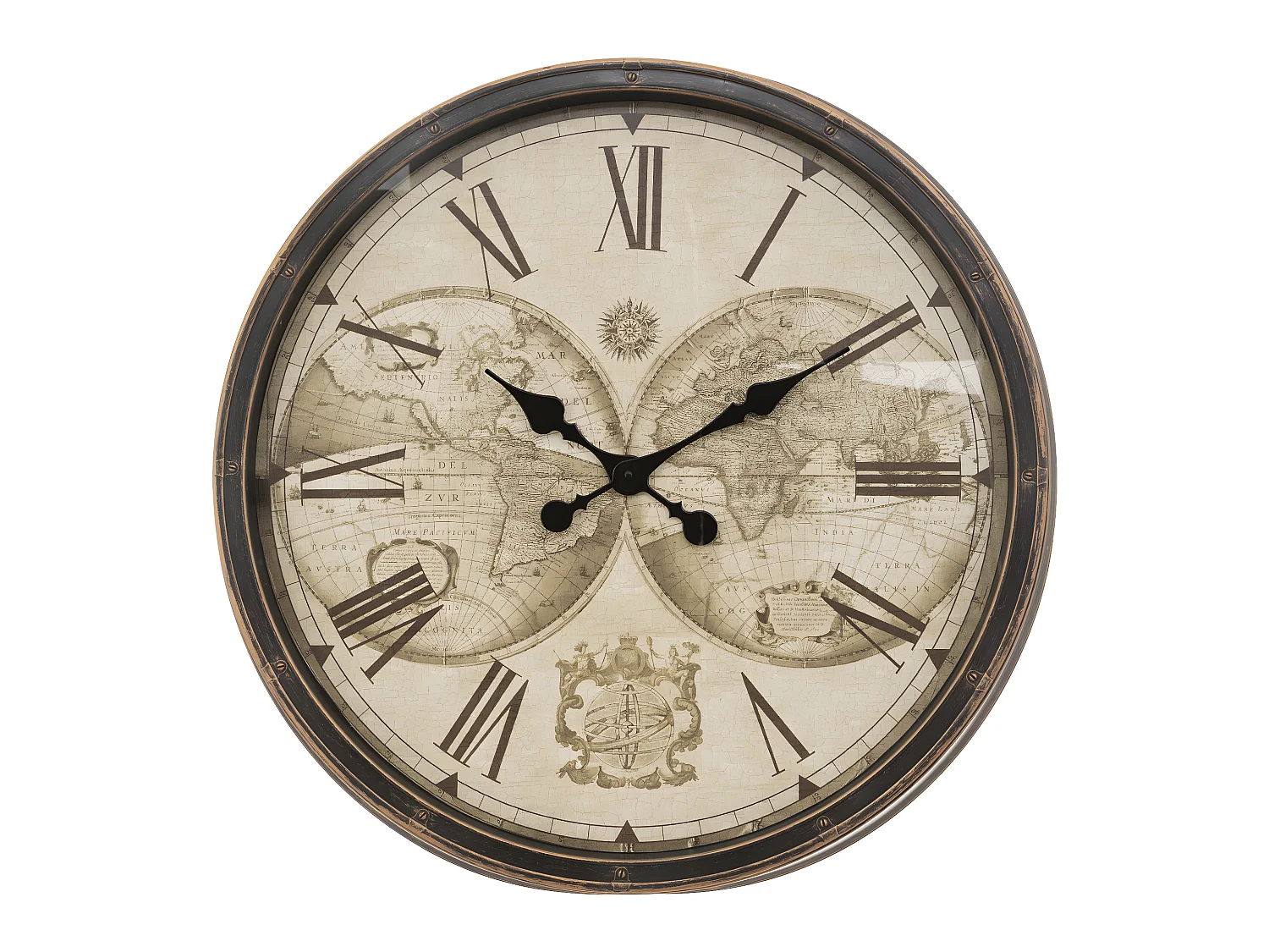 Pendule murale Monde aspect Vintage D 76 cm