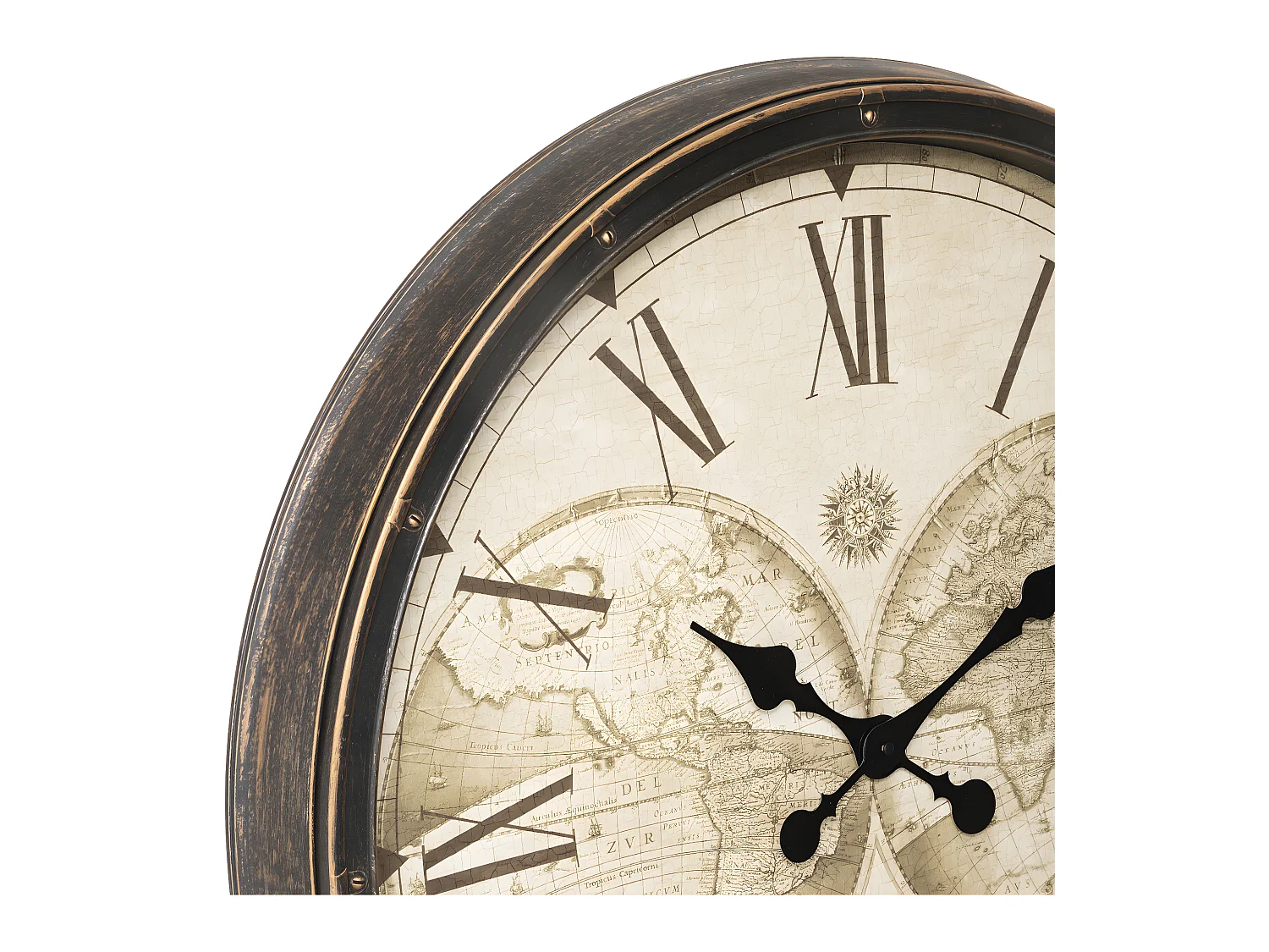 Pendule murale Monde aspect Vintage D 76 cm