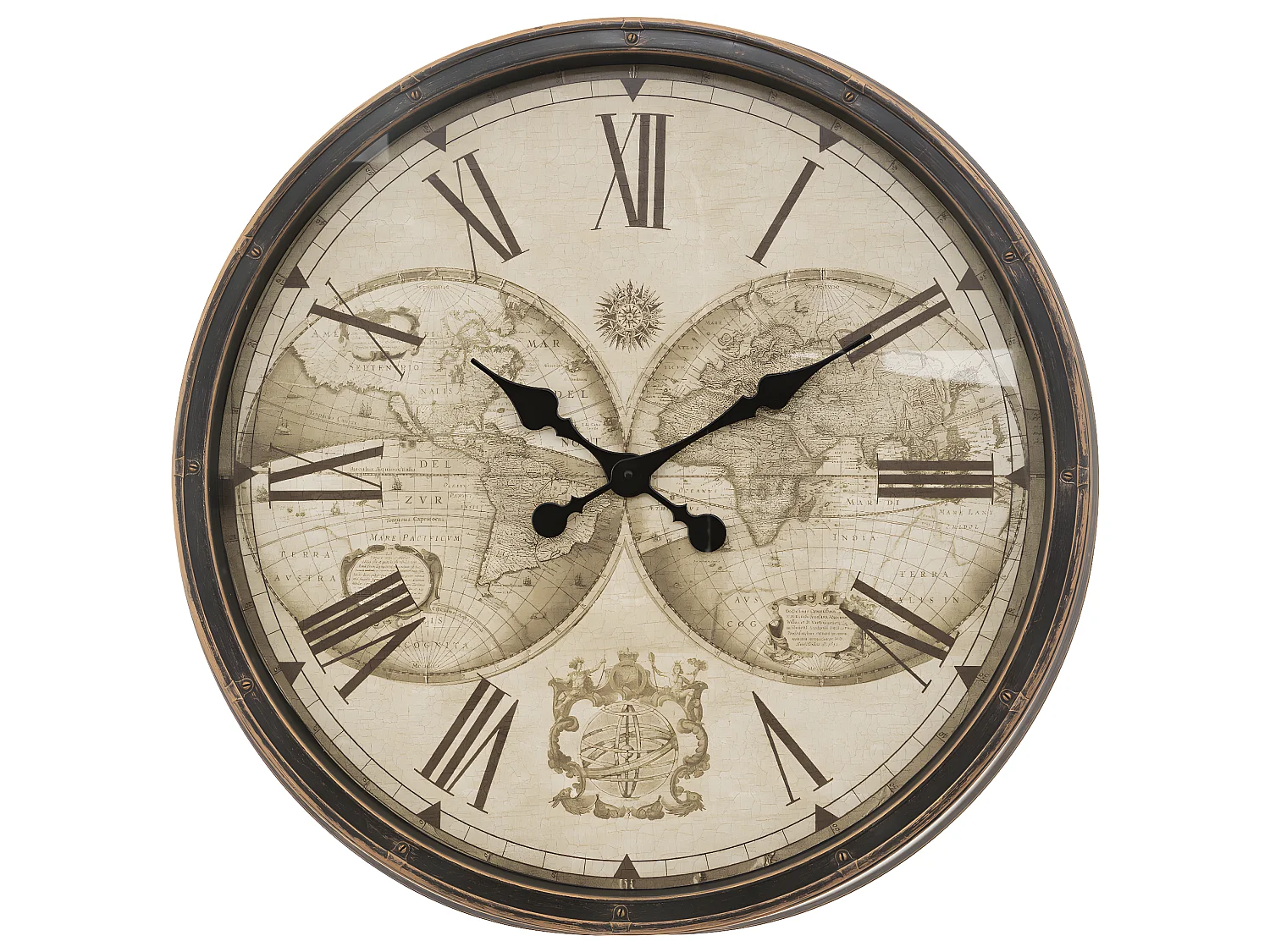 Pendule murale Monde aspect Vintage D 76 cm