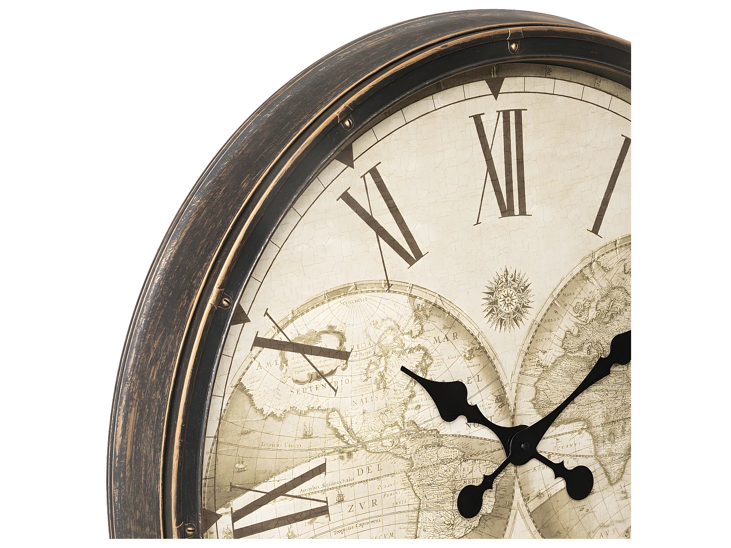 Pendule murale Monde aspect Vintage D 76 cm