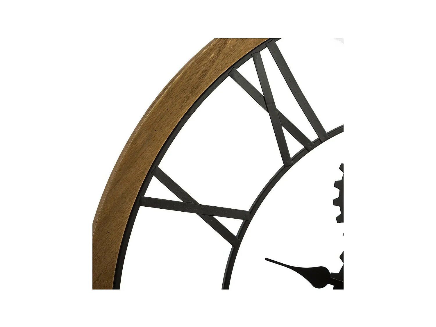 Grande Orologio da Parete Industriale in Legno e Metallo D 70 cm Nero