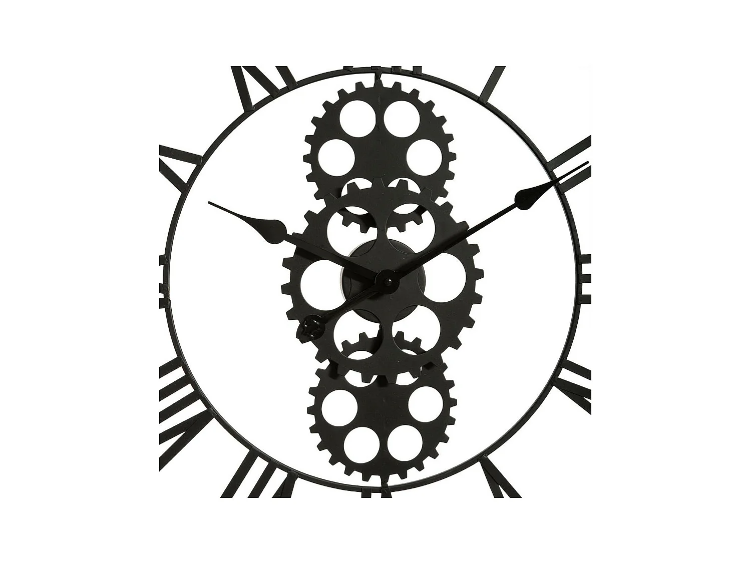 Grande Orologio da Parete Industriale in Legno e Metallo D 70 cm Nero