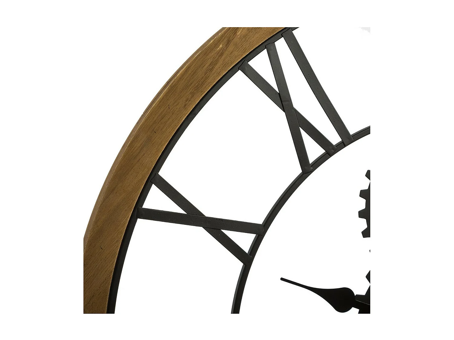 Grande Pendule murale en bois et métal industriel D 70 cm