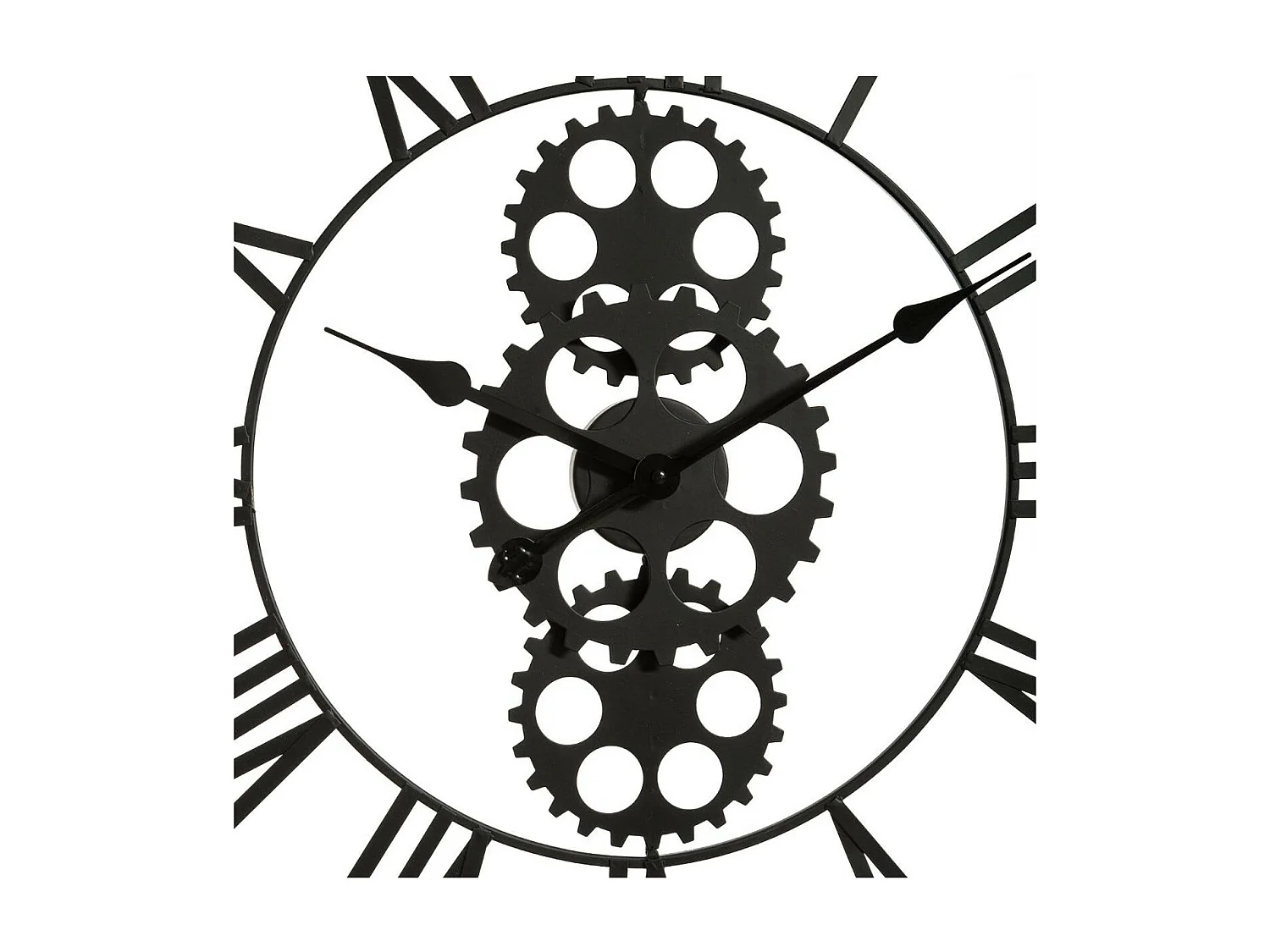 Grande Pendule murale en bois et métal industriel D 70 cm