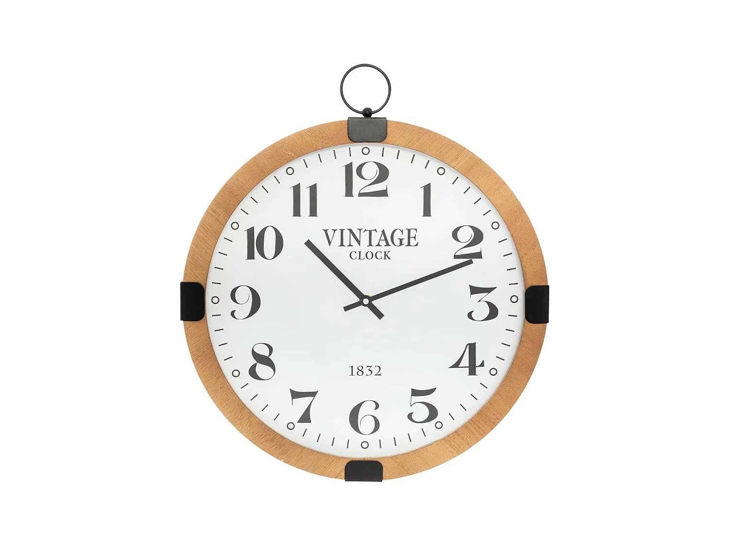 Pendule murale en bois forme gousset D 38 cm