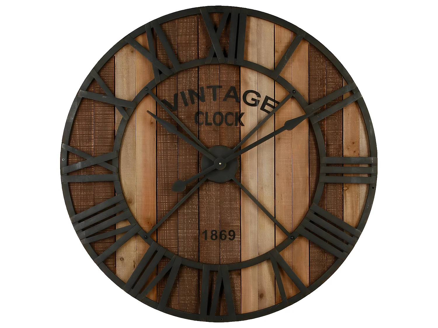 Pendule murale Vintage en métal & bois D 91 cm