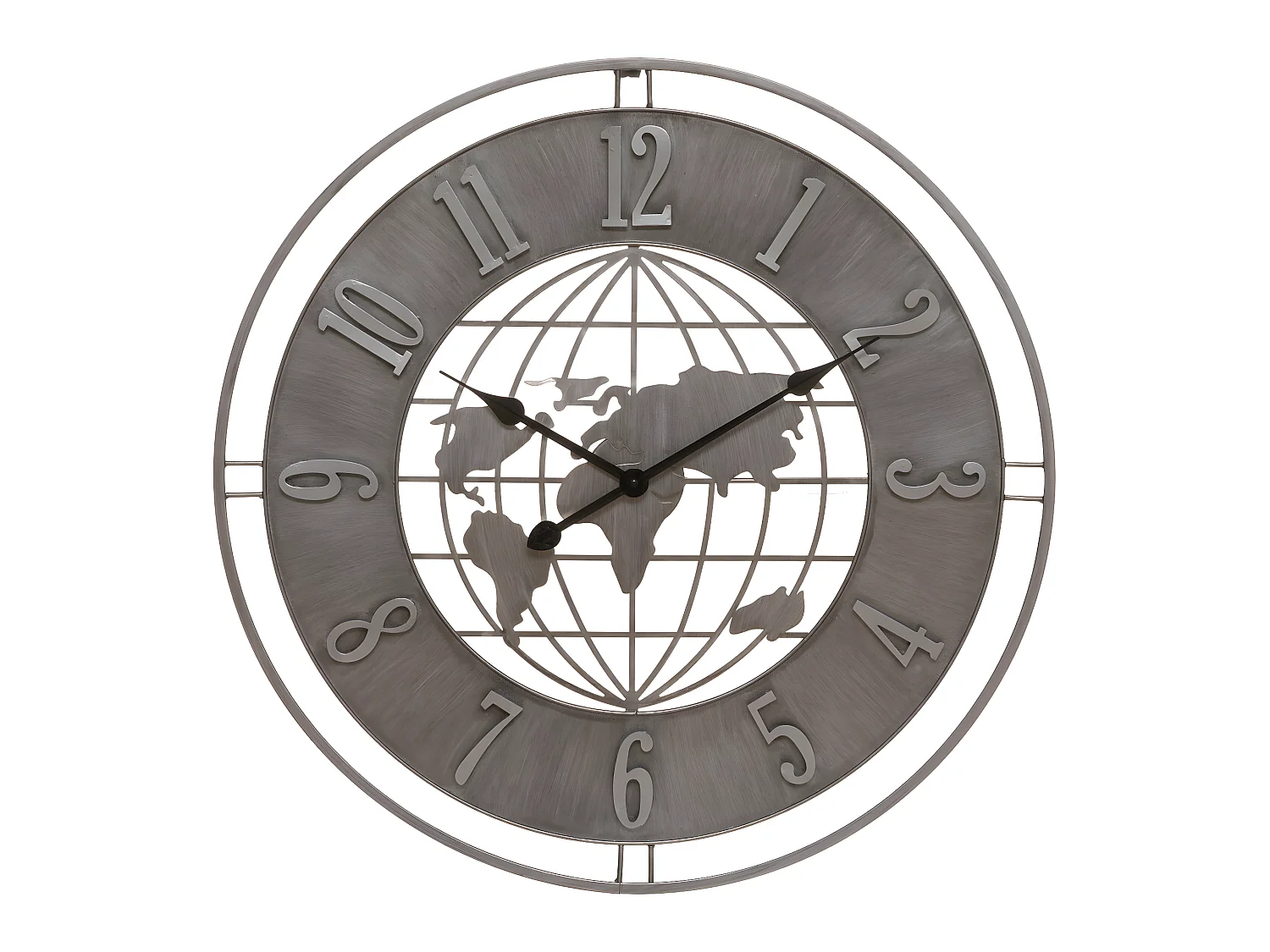 Pendule murale Monde en Métal Gris industriel D 68 cm