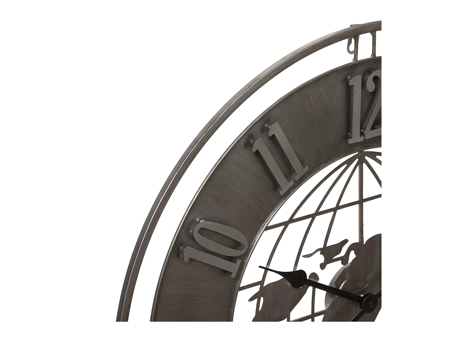 Pendule murale Monde en Métal Gris industriel D 68 cm